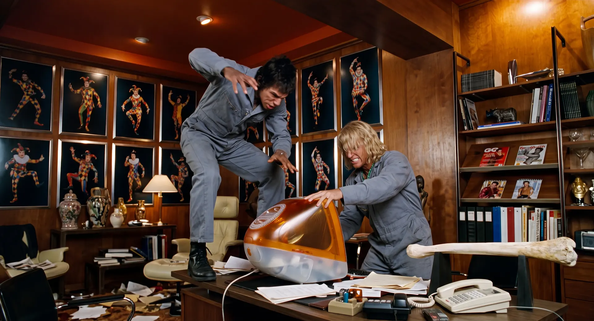 Derek and Hansel trying to get the files out of an orange iMac.