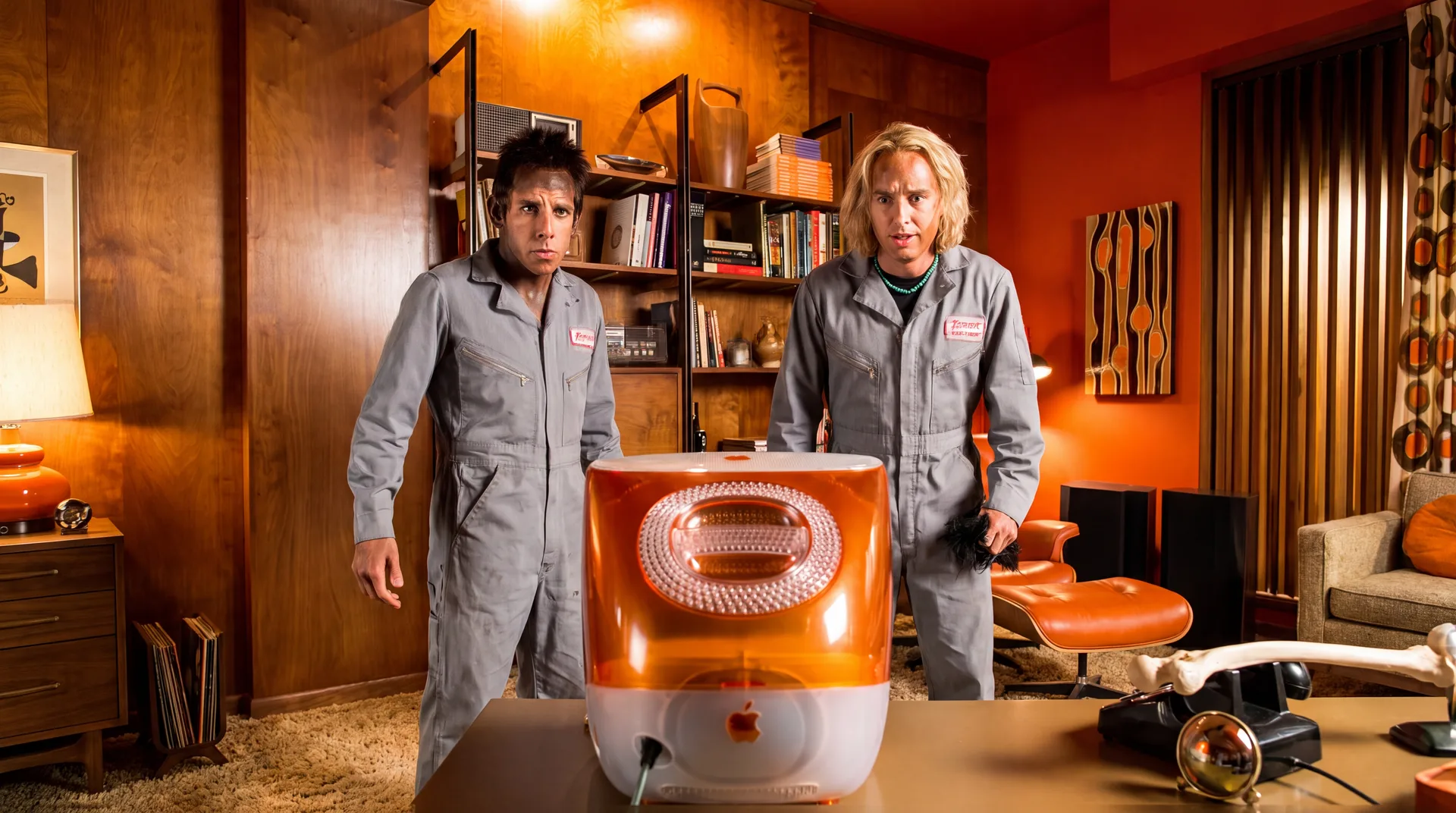 Derek and Hansel trying to get the files out of an orange iMac.